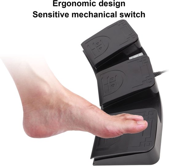 Drievoudig Voetpedaal - Voetschakelaar USB - Efficiënter Werken - Aanpasbaar met 3 Toetsen - Ergonomisch Ontwerp - Zwart — afbeelding 5
