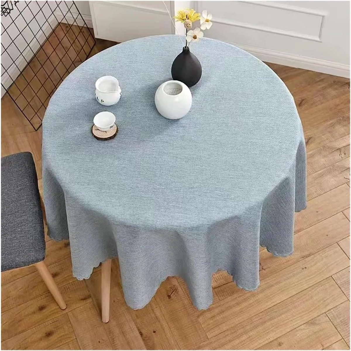 Rond tafelkleed - Linnen kleed - Eettafel beschermen - Elegante bescherming - 180 cm - Grijs