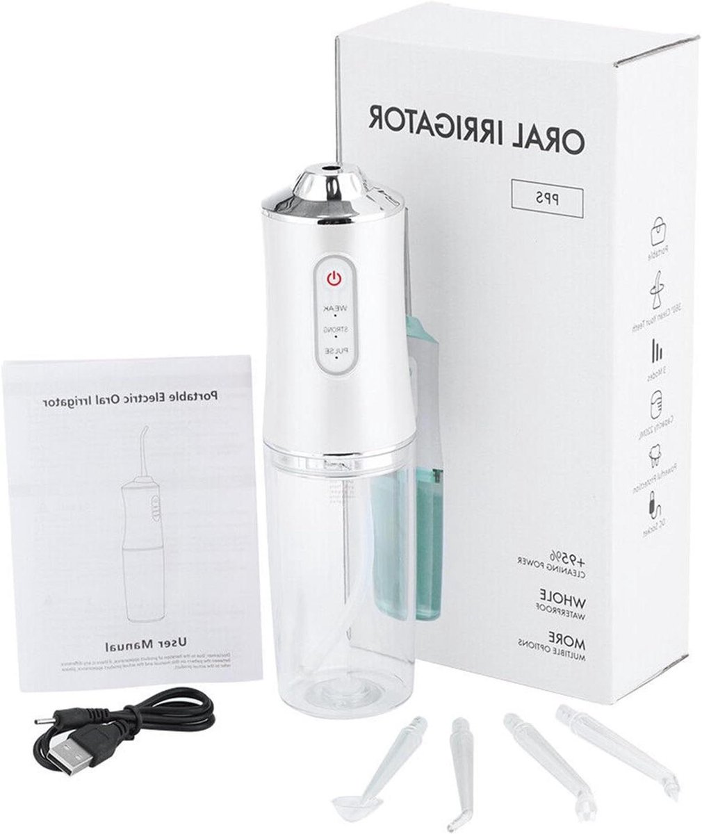 Elektrische Water Flosser - Monddouche Tandreiniger - Verbeter Mondgezondheid - 3 Drukstanden IPX7 - 220ml Tank - Wit