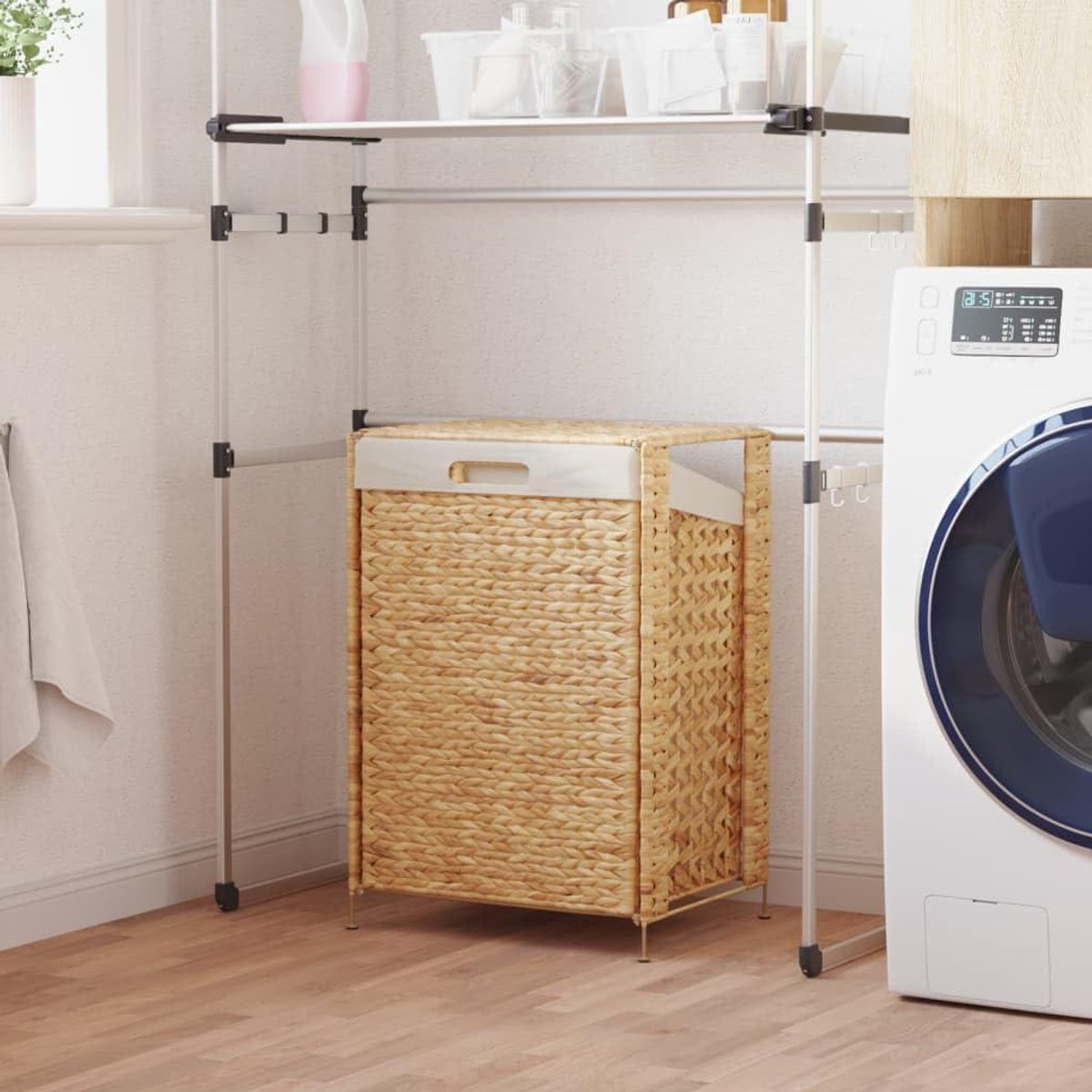 Wasmand met deksel - Opbergmand - Vuile was sorteren - Natuurlijk materiaal - 50 liter - Bruin