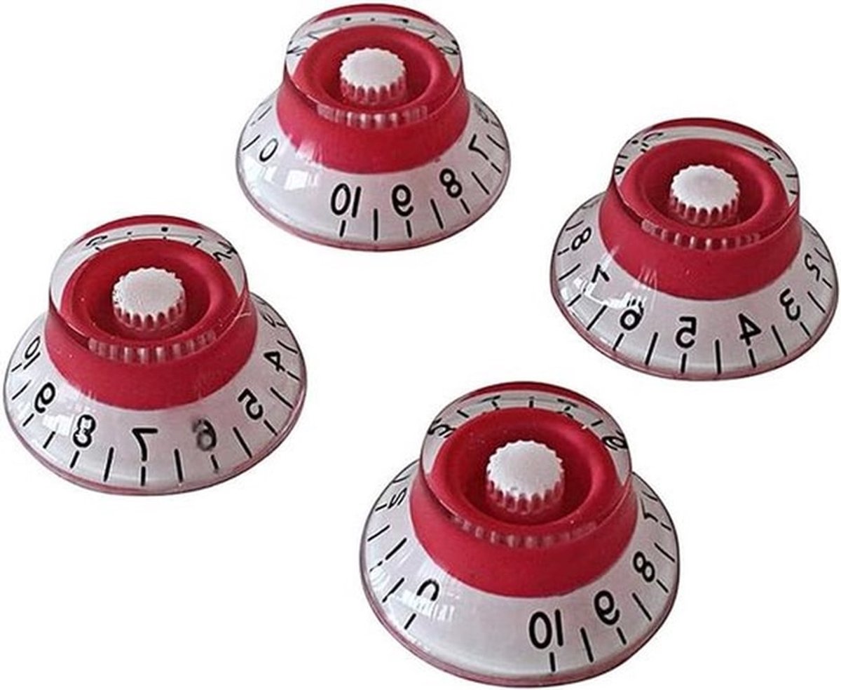 Bedieningsknoppen voor LP Elektrische Gitaar - Set van 4 - Rood en Wit