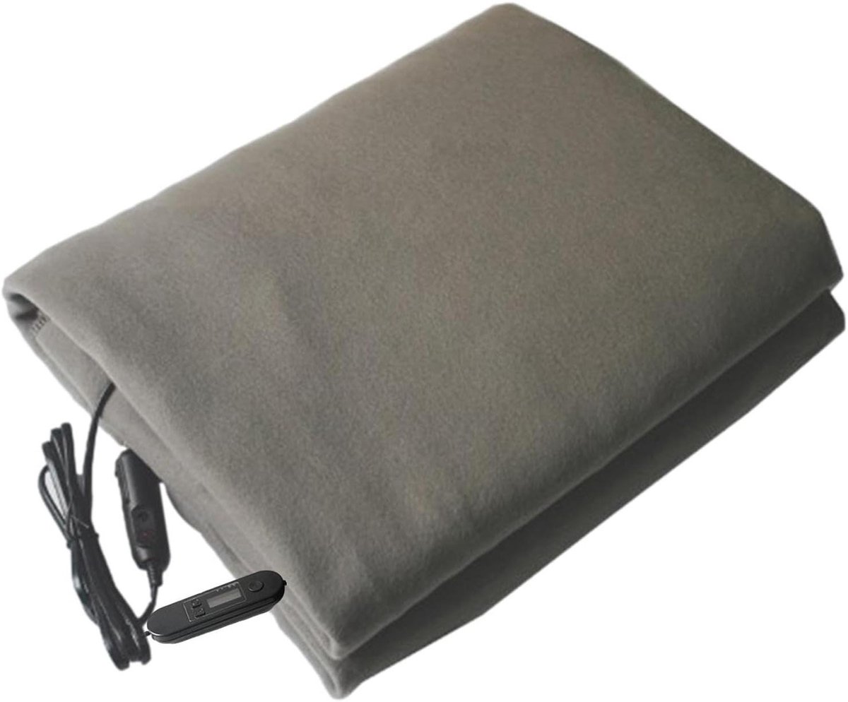 Elektrische Autodeken - Verwarmde Deken - Reizen - Automatische Timer - 100 x 70 cm - Grijs