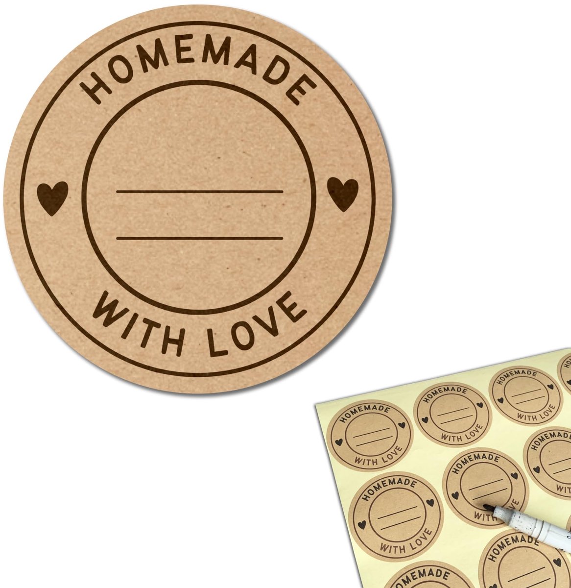 ONF3 - 900 Stuks - Zelfklevende Etiketten - Perfect voor Bakken en Inblikken - 50mm - Liefdesstickers - Voor Creatieve Projecten - Geschikt voor...