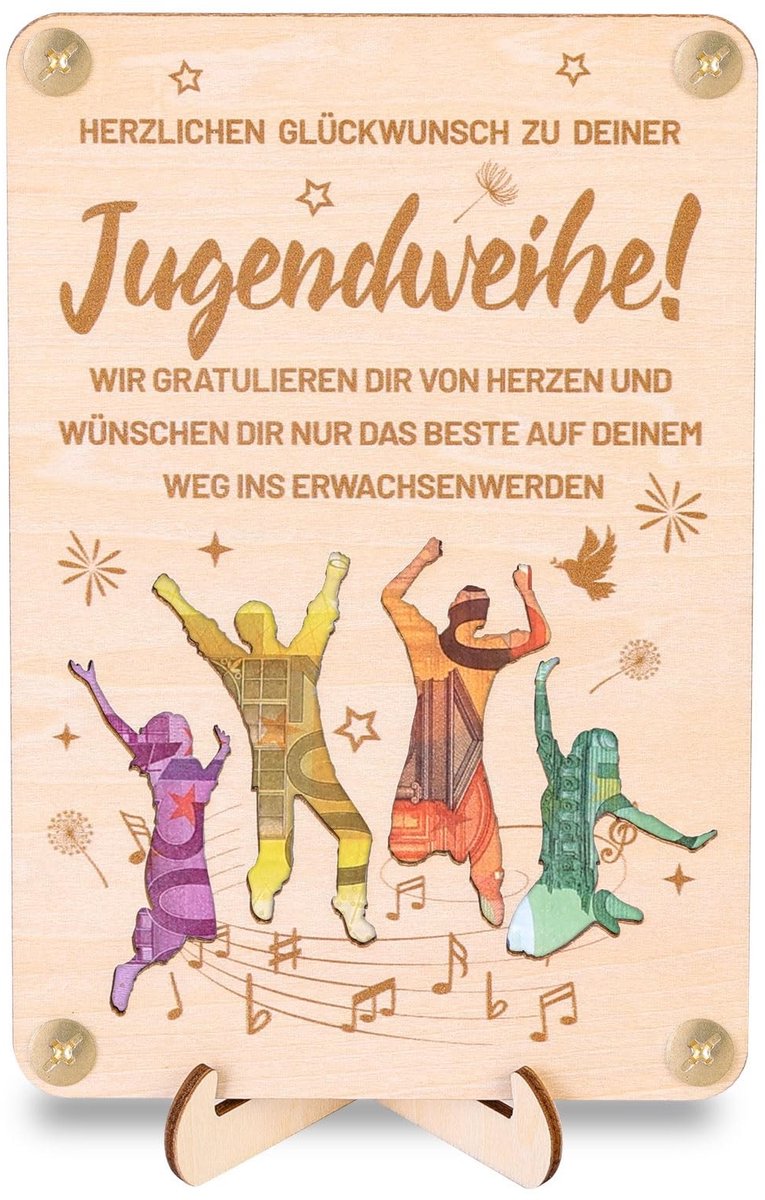 aladdien - Houten cadeau - Geldgeschenk voor toewijding - Natuurlijk - Verpakking papier - Perfect voor jeugd - Maat M