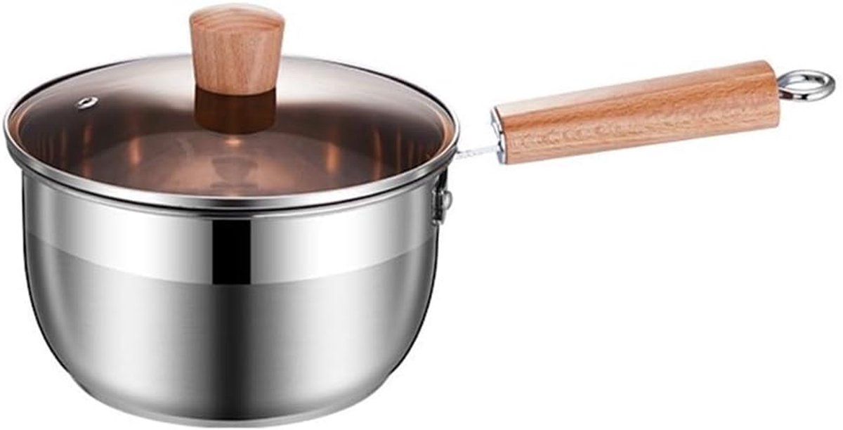 Roestvrijstalen Sauspan - Kookpan Melkpan - Zacht Sudderen - Getextureerde Anti-aanbaklaag - 20 cm - Zilver