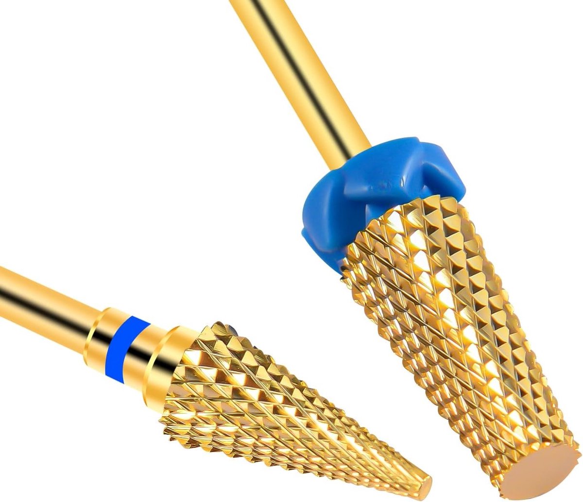2 Stuks Nagelfrees Bits van Wolfraamcarbide voor Gel en Acrylnagels, Medium Korrel voor Cuticle Verwijdering, 3/32 Inch, Geschikt voor Manicure en Pedicure met Conische en Puntige Vorm