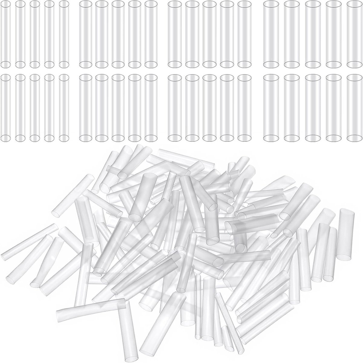 120 Stuks Transparante Aglets, Meerdere Maten Schoenveter Eindstukken, Herstel en Vervangingen voor Veters, Hoodies en Trekkoorden