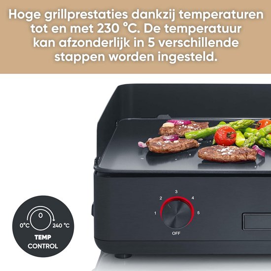 Elektrische Plancha Tafelgrill met Twee Grillplaten en Keramische Coating — afbeelding 4