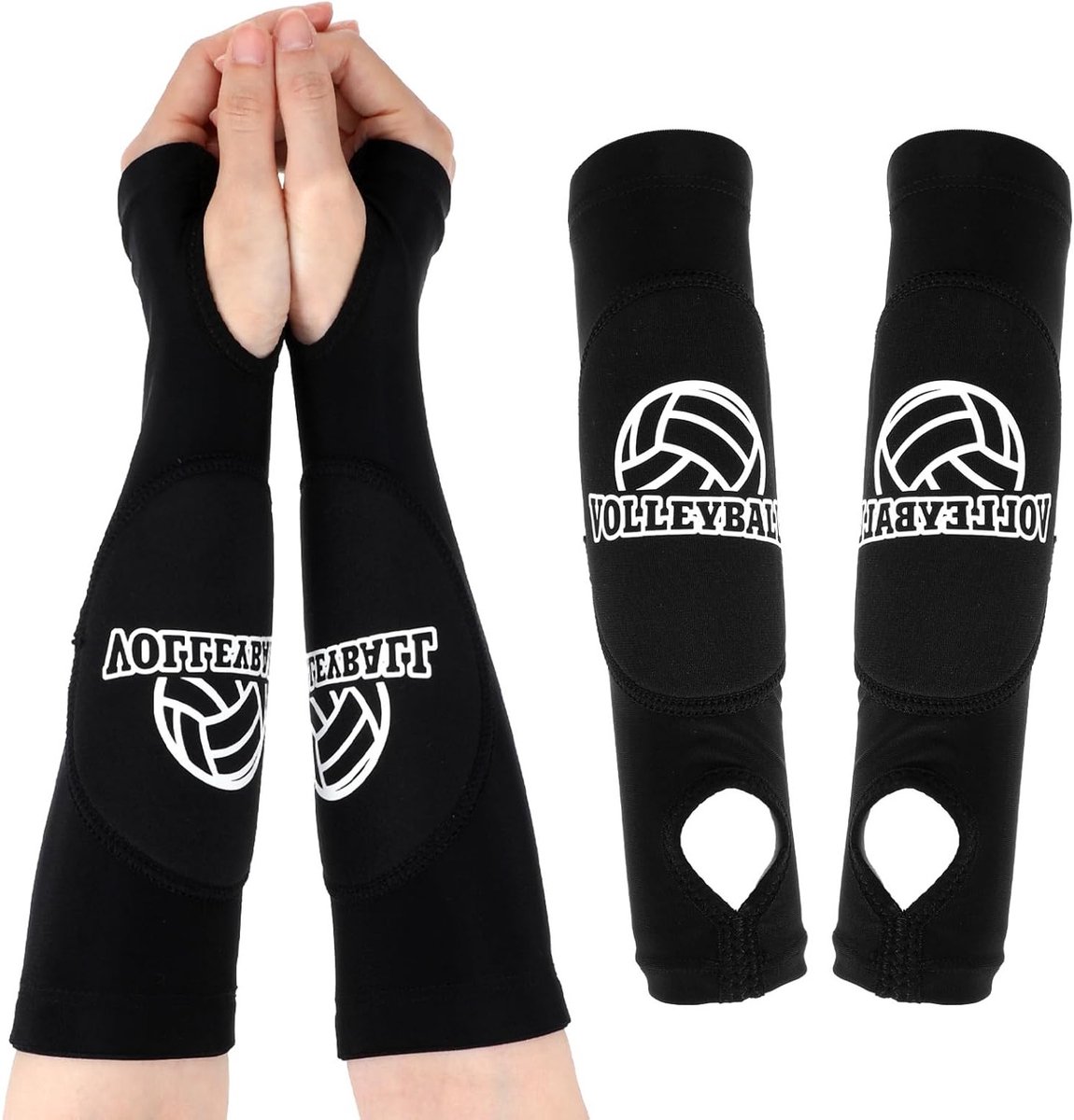 Kinderen Volleyball Arm Guards - Beschermende Mouwen voor Training en Competitie, Voorzien van Duimopening, Geschikt voor Jongens en Meisjes (Zwart)