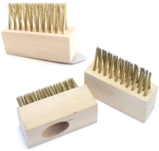 Houten Borstel - 5 Metalen Borstelkoppen - Onkruidverwijderaar - Terrasreiniger - Schraper - Hoge Dichtheid Borstelharen - Onkruidborstel van Houten — afbeelding 5
