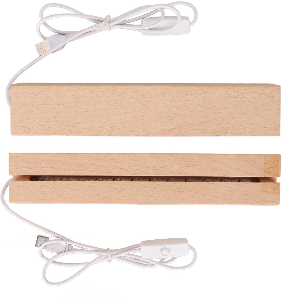 aladdien - Multifunctionele LED Displaybasis - Massief Hout - 24cm USB Aansluiting - Voor Kristal en Acryl - Stijlvol ontwerp - Robuust en duurzaam ..