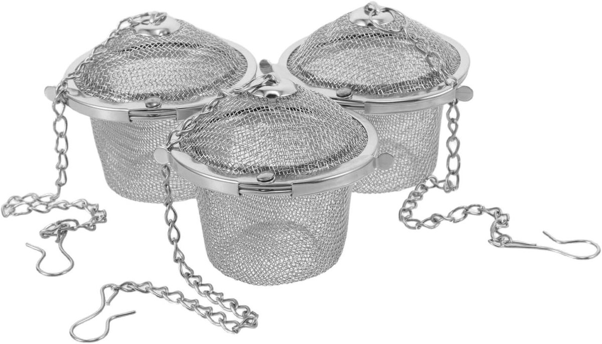 Ultrasone Reinigingsmand - Sieraden Mandje - Grondige Reiniging - Roestvrij Staal - 3 Stuks - Zilverkleurig