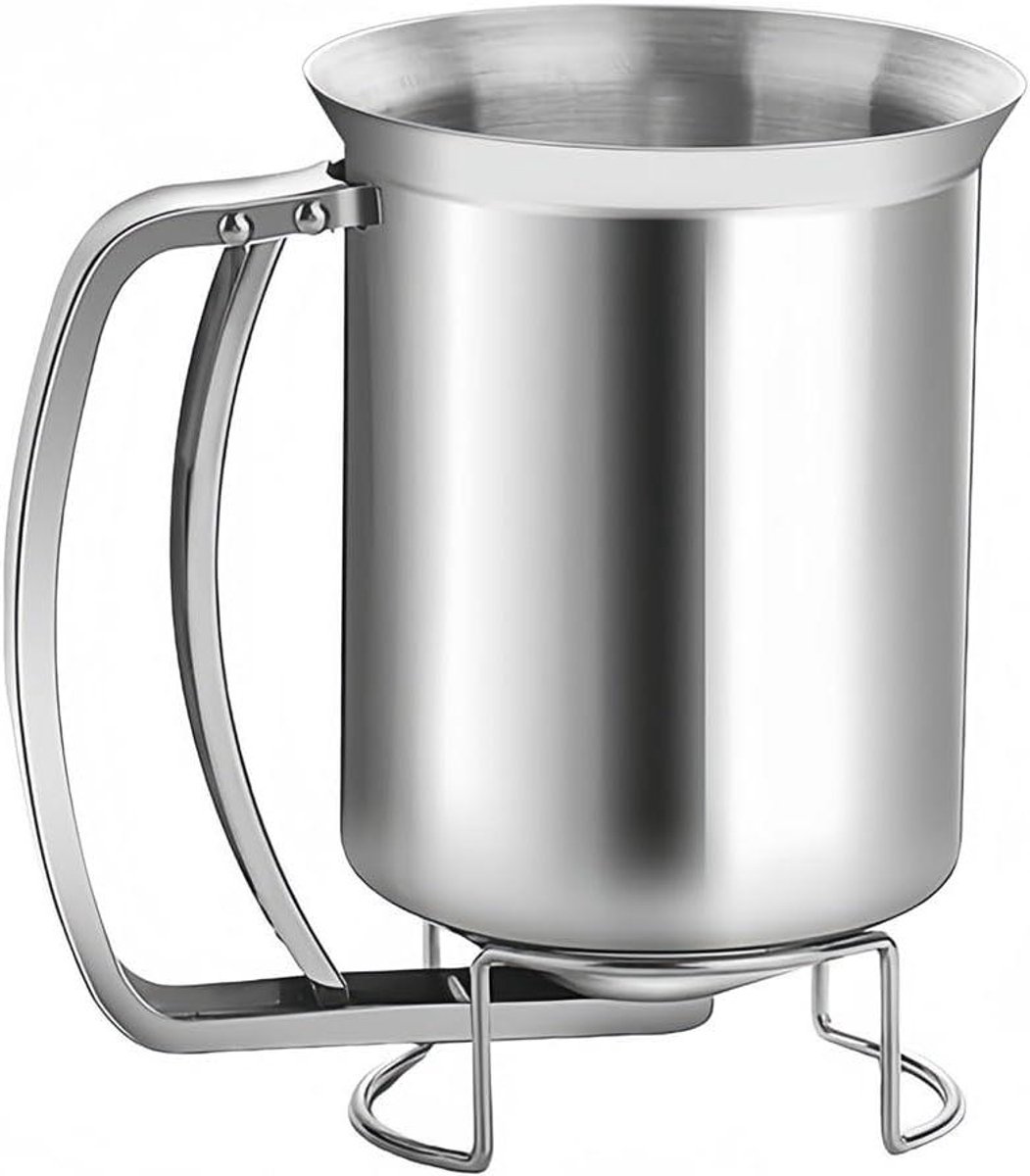 Beslag Dispenser - Deeg Trechter - Pannenkoeken Bakken - Morsvrij Ontwerp - 680ml - Zilver