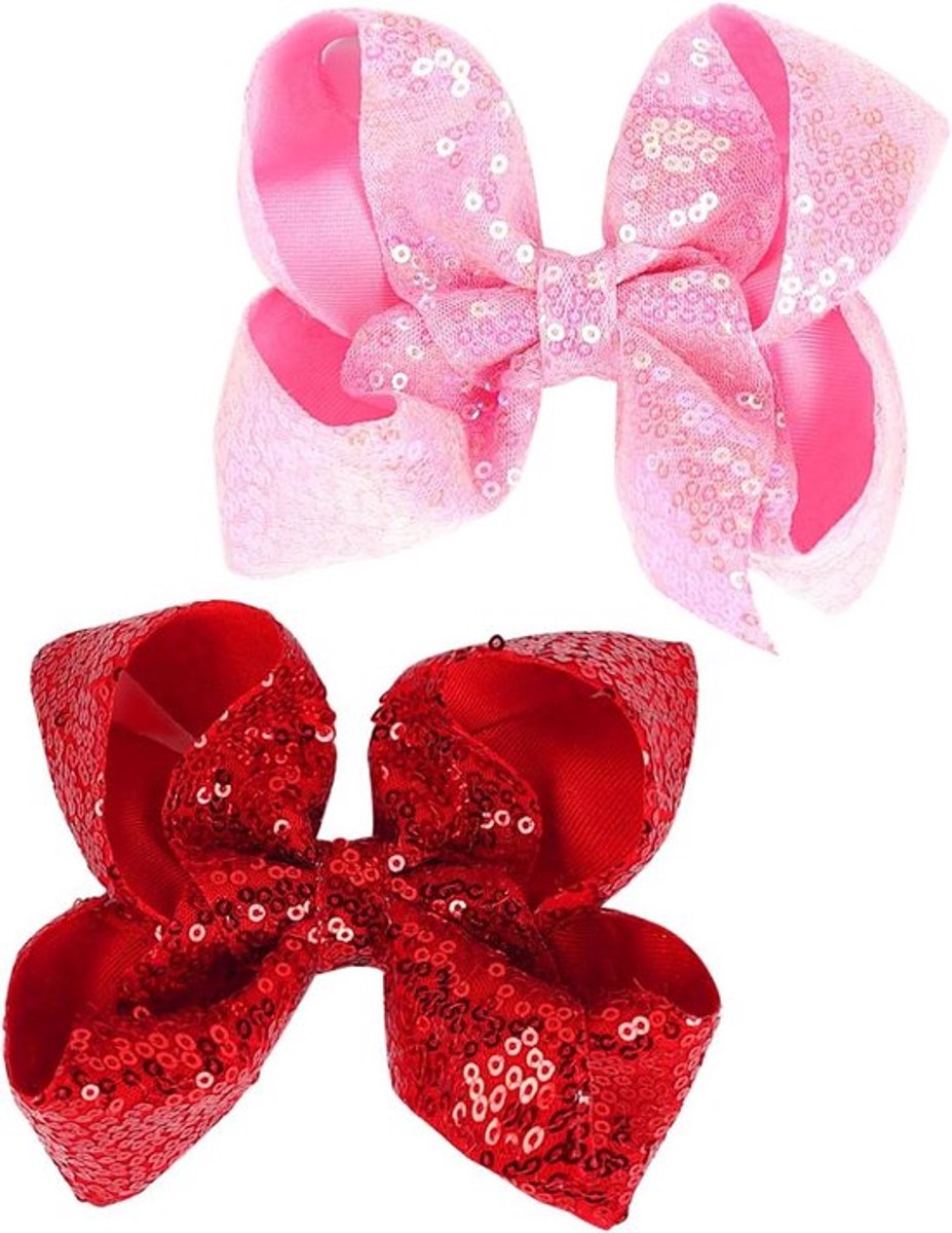 Set van 2 elegante roze strik haaraccessoires voor meisjes.
