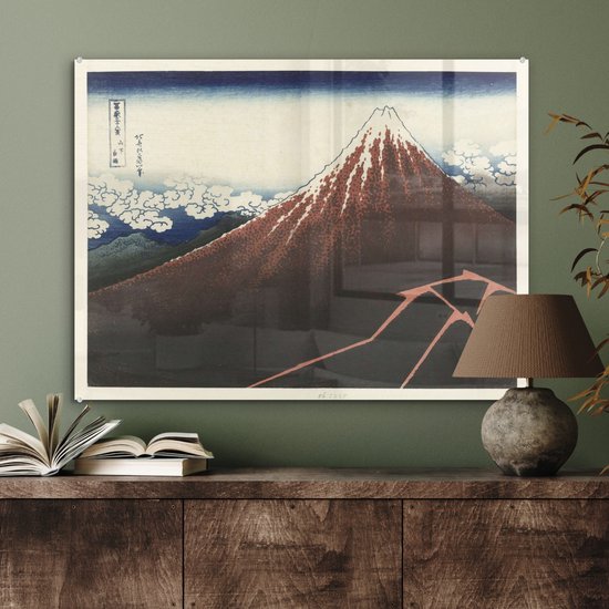 Orage au pied du mont Fuji - Peinture de Katsushika Hokusai Plexiglass 80x60 cm - Tirage photo sur Glas (décoration murale en plexiglas)