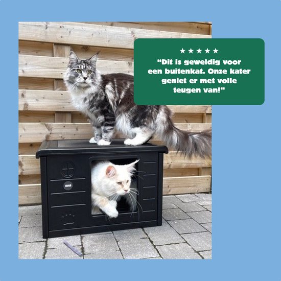 RHRQuality Kattenhuis - Villa de Luxe – Voor Binnen & Buiten – Weersbestendig & Verplaatsbaar – Met XL Ingang (22x26 cm) – Donker Grijs