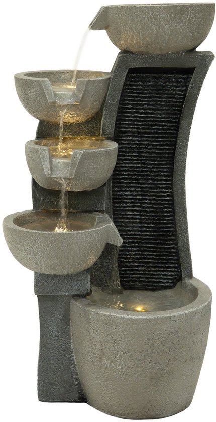 Cascade Buiten Waterornament Elektrisch Tuin Fontein Polyresin Grijs x4 Cascade Buiten Waterornament Elektrisch Tuin Fontein Polyresin Grijs x4
