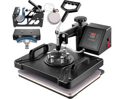 5-in-1 warmtepers, 38 x 30 cm, multifunctionele warmteoverdrachtsmachine voor T-shirts, mokken, petten, borden, ideaal voor bedrukken en personaliseren