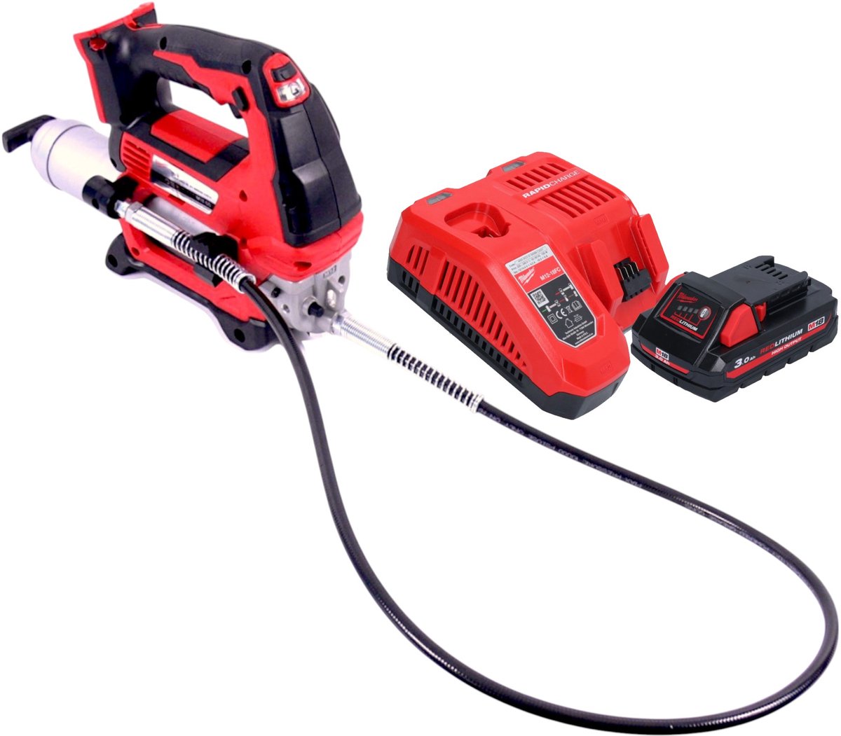 Milwaukee M18 GG-301 accu vetspuit 18 V 690 bar + 1x oplaadbare batterij 3.0 Ah + lader