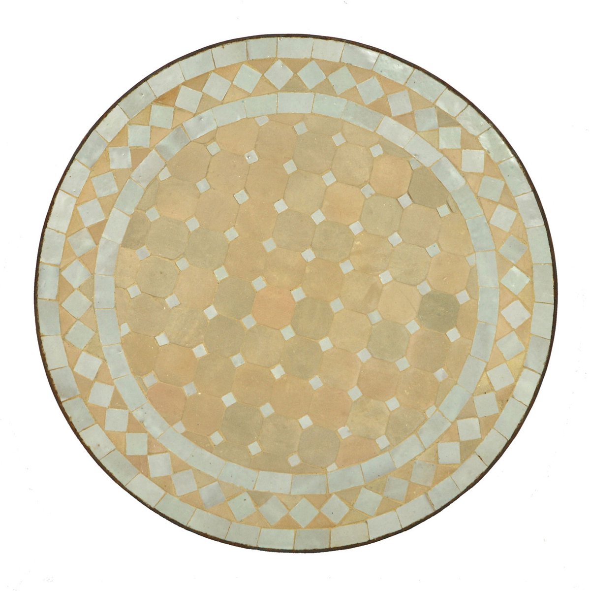 Mozaïek bijzettafel Ø45cm wit-rhombus