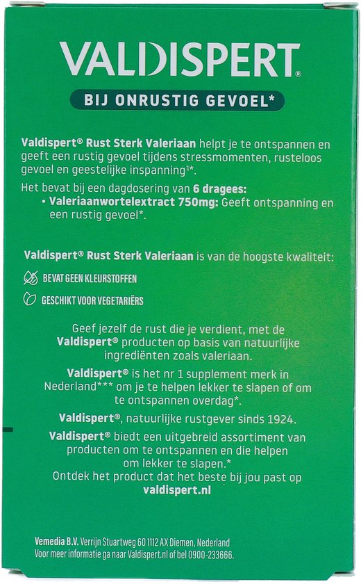 Valdispert Rust Sterk - Natuurlijk voedingssupplement met Valeriaanwortel voor rust & ontspanning* en vitamine B12- 50 tabletten