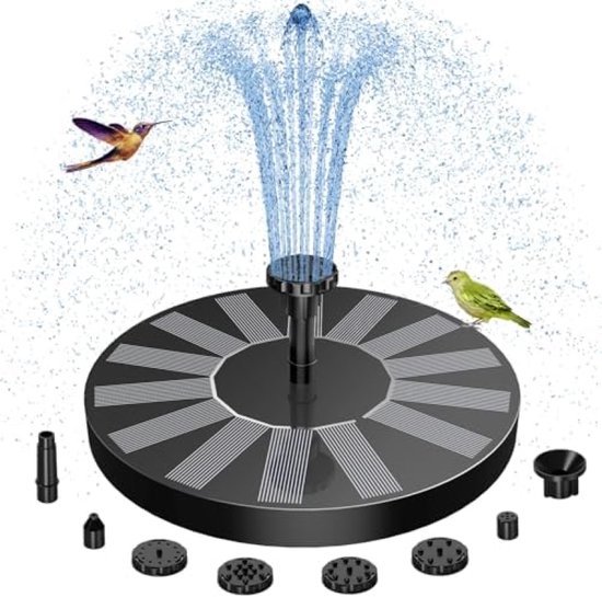 Zonne-energie fonteinpomp voor vijver, vogelbad, tuin, zwembad en aquarium - 6 verstelbare spuitmonden - Milieuvriendelijk en eenvoudig te installeren