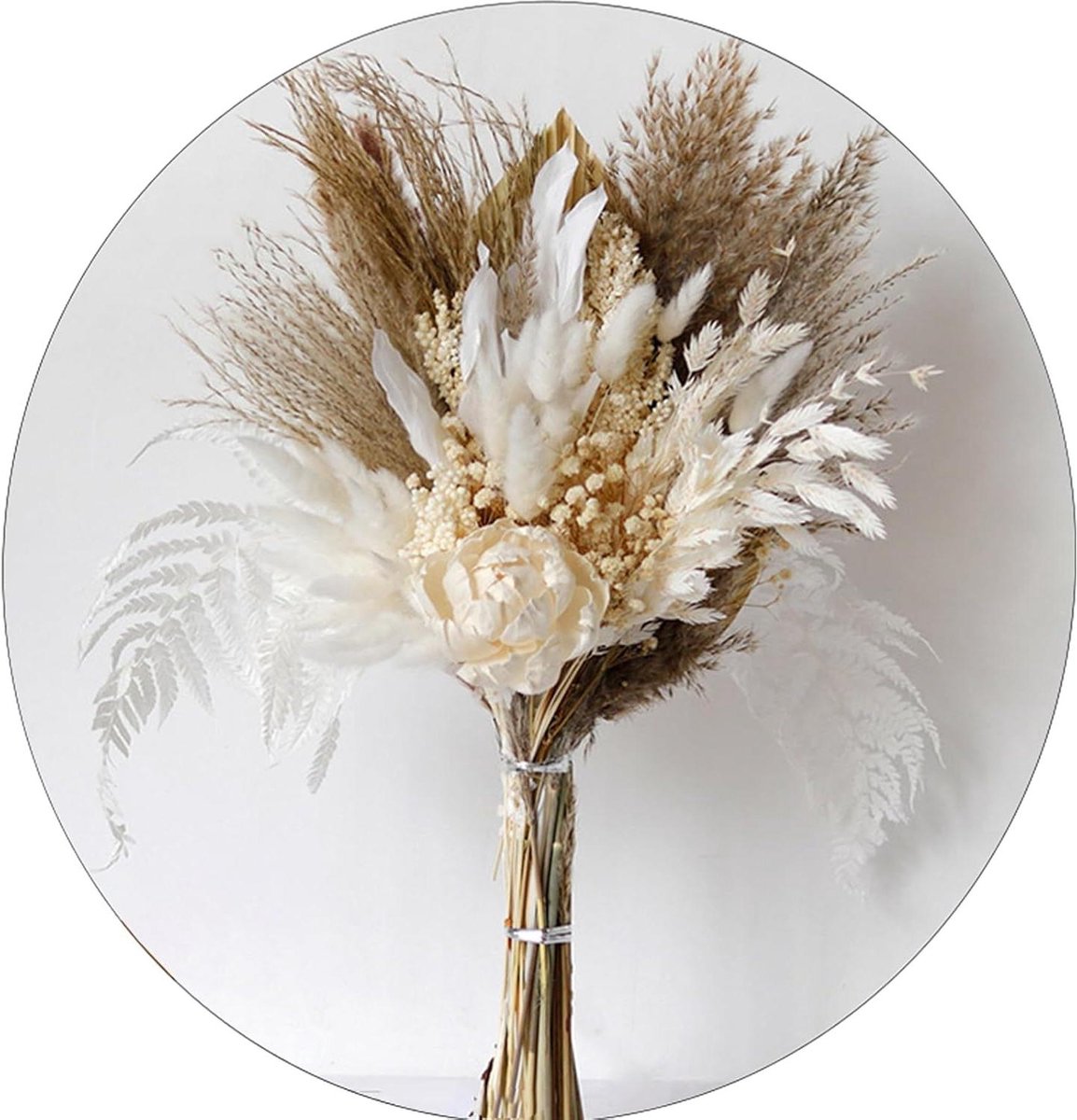 Natuurlijk Pampas Gras Gedroogd - Set van 49 Stuks voor Boho Woonkamer, Tafel, Slaapkamer, Bruiloft, Badkamer
