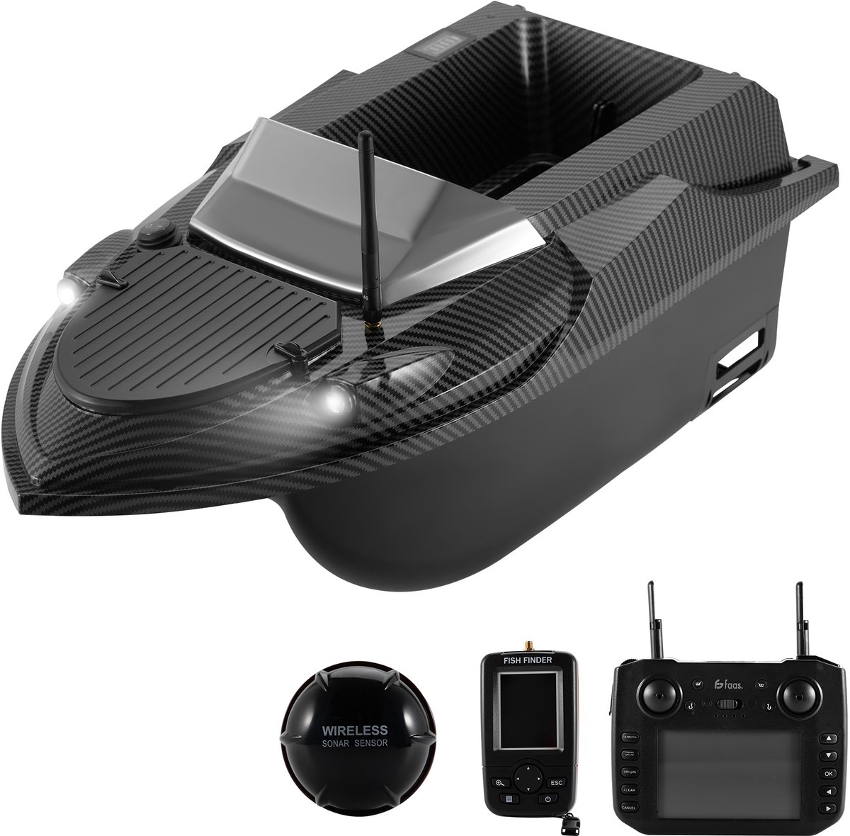 Voerboot T70 - met GPS en Fish Finder - Voerboot Karper - Tot 3kg Laadvermogen - Baitboat - 800m Bereik - Zwart - van Faas
