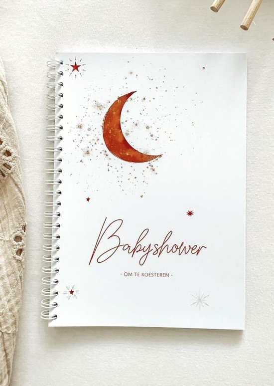 Babyshower boek met maan en sterren