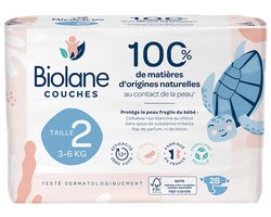 Biolane Natuurlijke Luiers 28 Luiers Maat 2 (3-6 Kg)