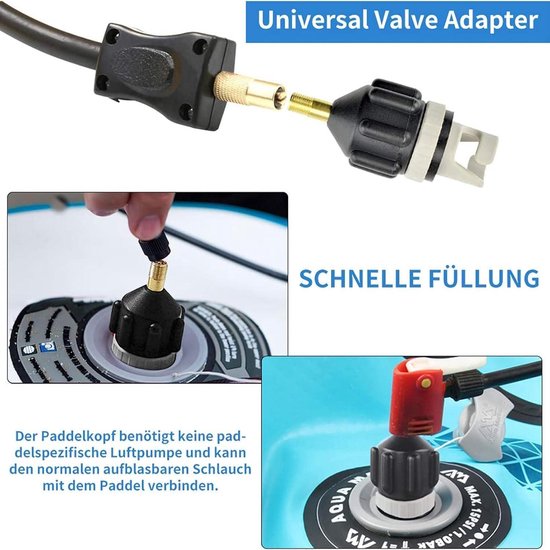 OutdoorMaster Inflatable Boat Sup Pump Adapter & Air Hose Kit, Electric Paddle Board Pump Sup Air Pump Accessories with 7 Air Valve Nozzles for Inflatable Stand Up Paddle Board/Boat/Tent/Pool