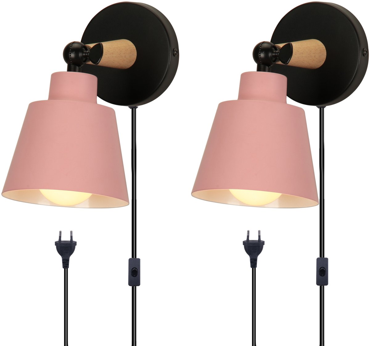 2 Stuks Wandlamp Slaapkamer Moderne Binnenwandlamp Verstelbare met Stekkerschakelaar Wandv