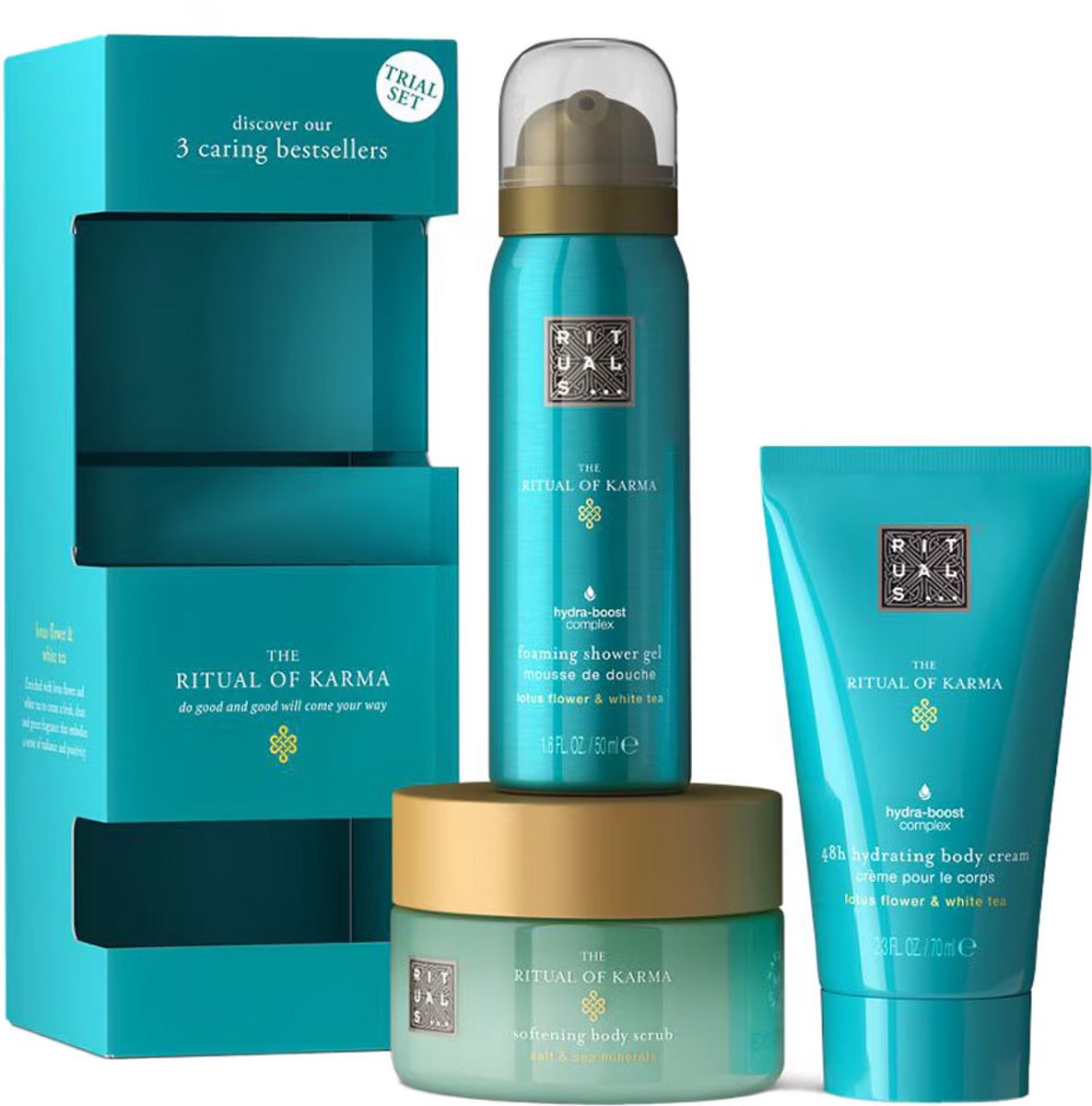 Bol.com RITUALS The Ritual of Karma Giftset - Douchegel, Bodyscrub en Bodycream - 245 ml aanbieding
