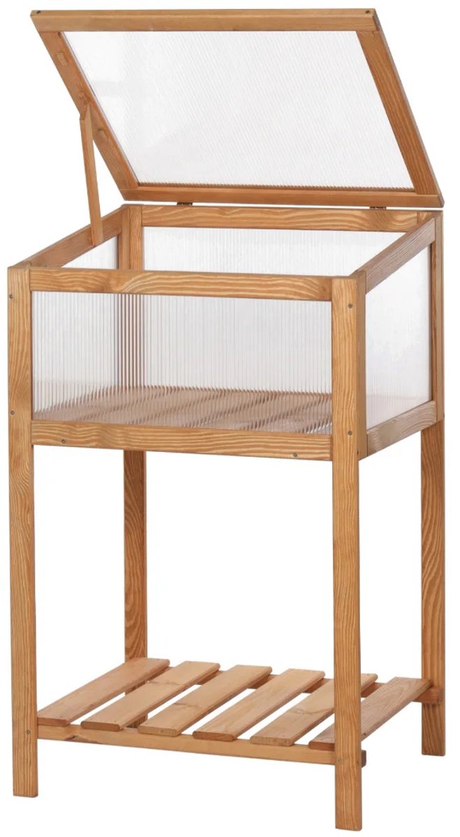 Kweekbak met Deksel - Verhoogde Moestuinbak - Eikenlook – Kweektafel voor Buiten - Kweekkas / Tuinkas - 59 x 52 x 96 cm