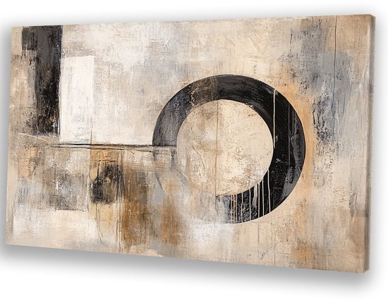 Abstract geometrisch kunstwerk cirkels - Geometrie canvaskunst - Canvas cirkel - Abstracte kunst - Muurdecoratie klassiek - Muurdecoratie slaapkamer - canvas 60x40 cm