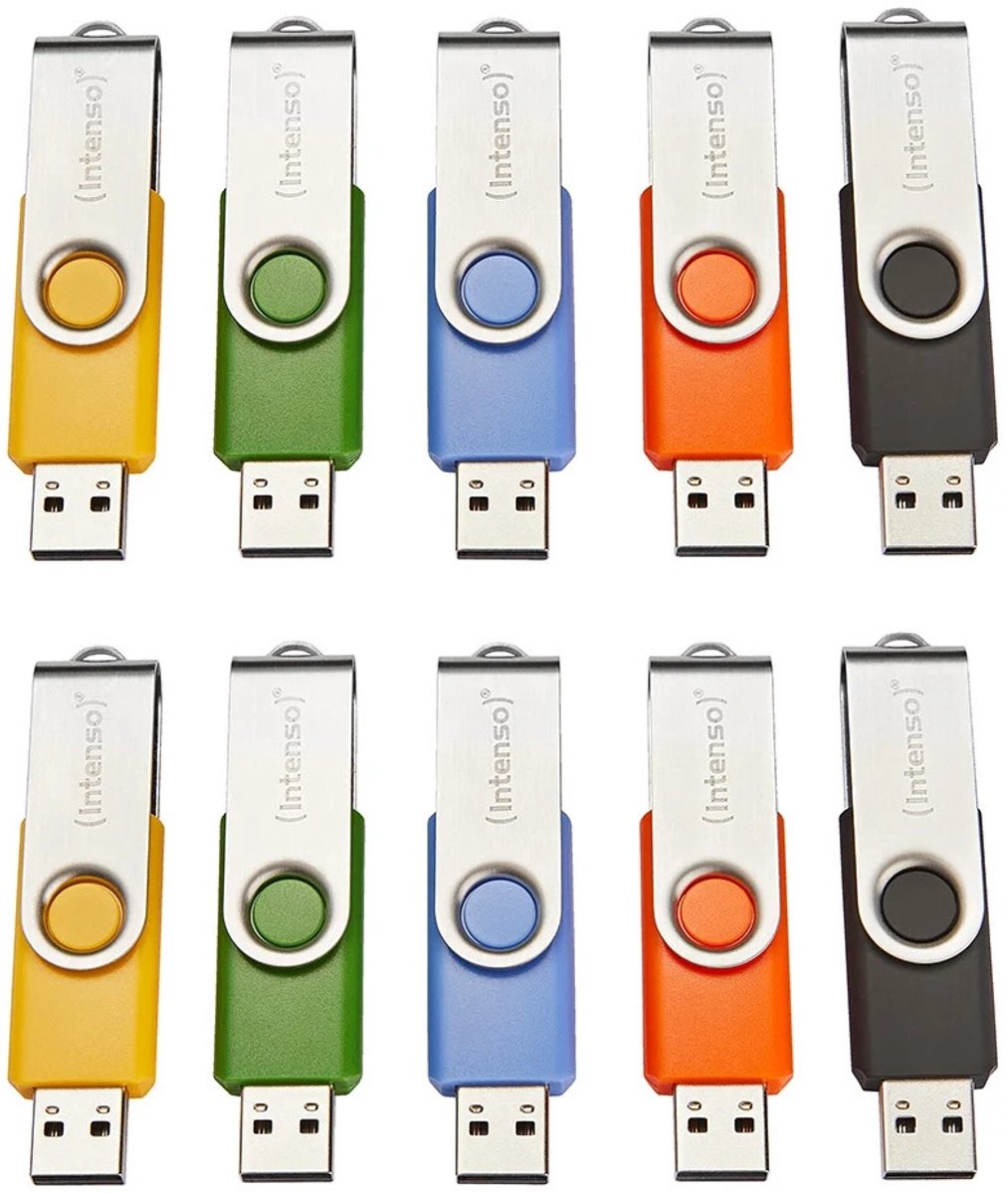 Intenso Basic Line USB flash drive 4 GB USB Type-A 2.0 Zwart, Blauw, Groen, Oranje, Geel