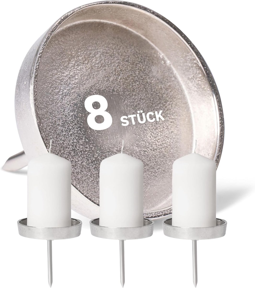 Aluminium kaarsenhouder voor adventskrans, plat design, 8,5 cm, kerstdecoratie.