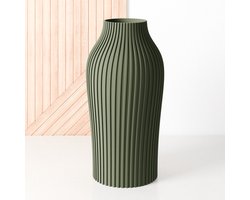 Fleuriek - Vaas Groen - H30 cm - Vaas voor zijdenboeket of droogbloemen - Cadeau voor haar - Duurzame tafeldecoratie van gerecycled plastic - Strakke moderne vaas