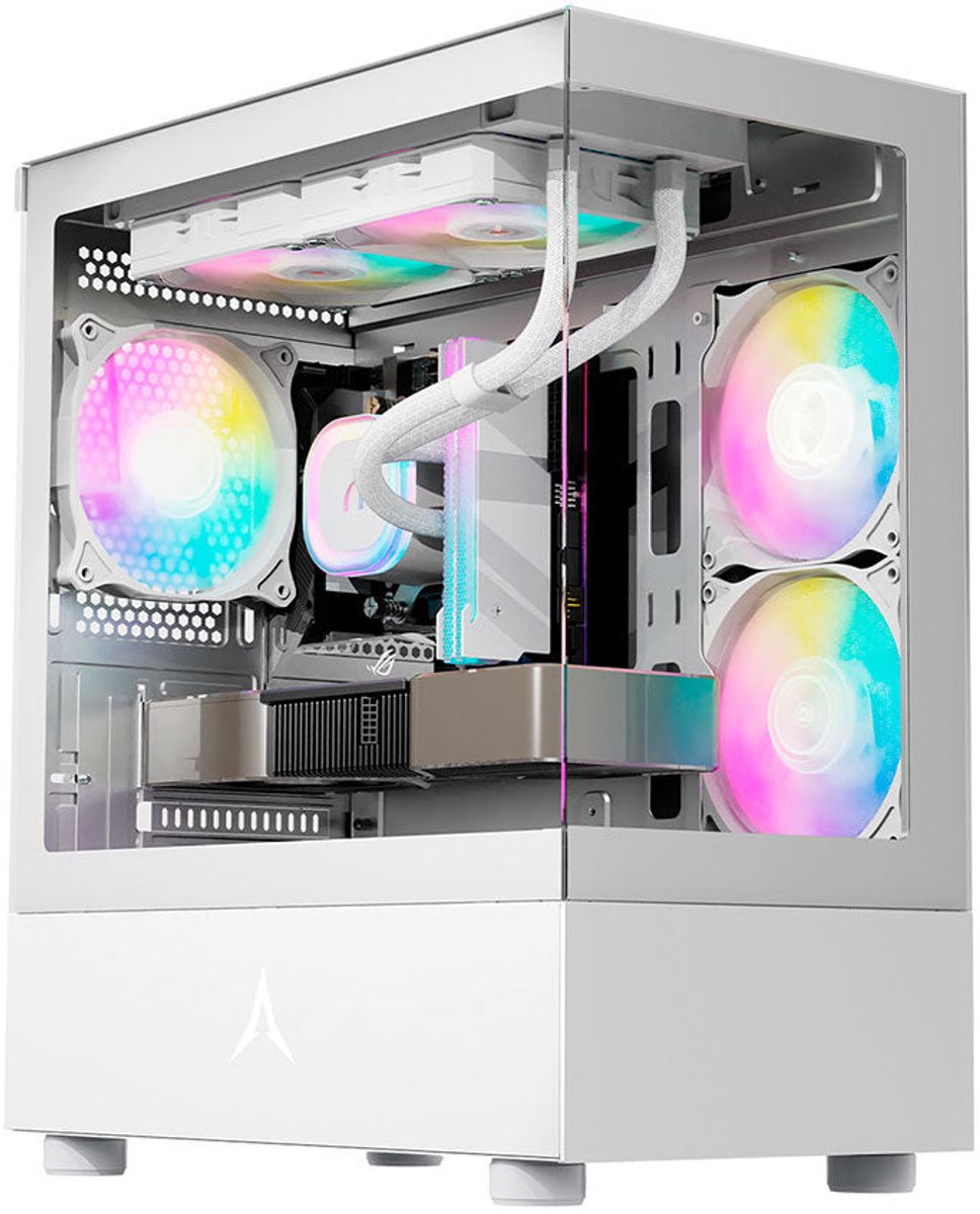 PC behuizing - gamer case - U20M WHITE - Tempered glass - inclusief RGB fans