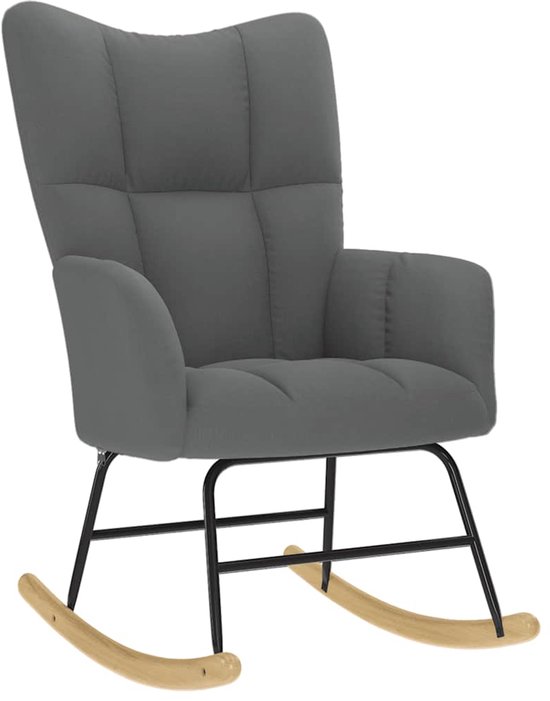Fauteuil à bascule vidaXL - Chaises à bascule - Fauteuil - Fauteuil de salon - Fauteuil à bascule en tissu gris foncé