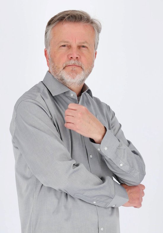 Casa Moda Chemise Unie Gris Argent Kent Coupe Moderne - 44