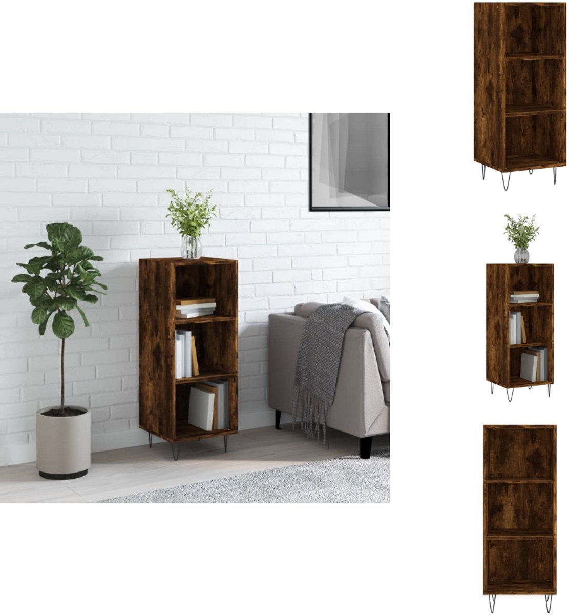 vidaXL Dressoir - Dressoirs - Kast - Wandkast - Dressoir 34,5x32,5x90 cm bewerkt hout gerookt eikenkleurig