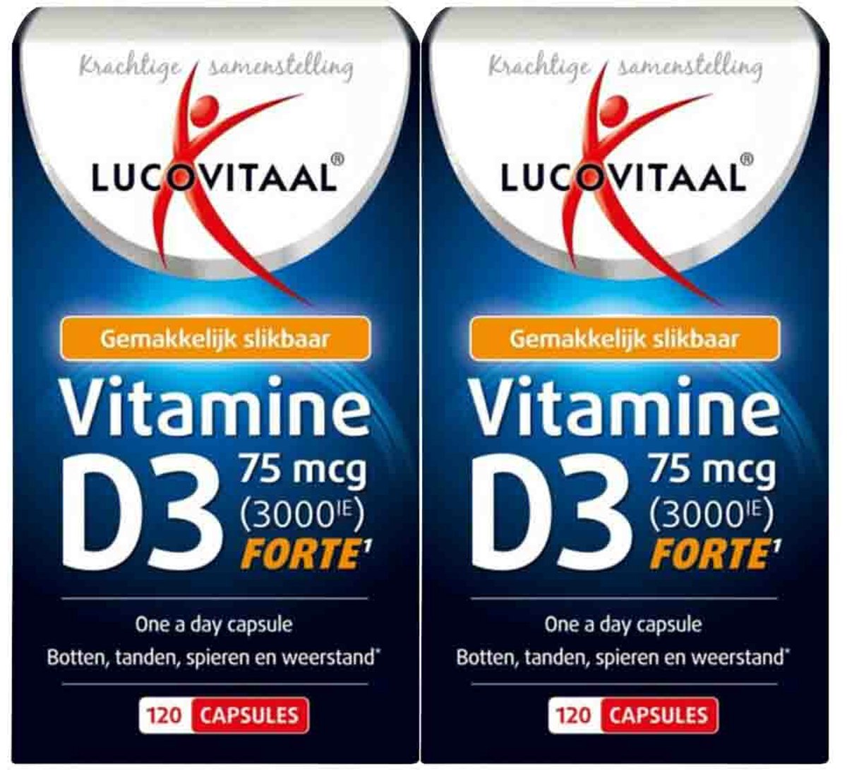 Goedkoopste 2x Lucovitaal Vitamine D3 75mcg (3000IE) Forte 120 capsules