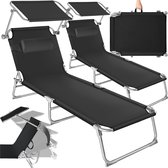 tectake® - 2 x ligbed - set van 2 zonnebedden - 4 standen , inklapbaar - Met handgreep - zwart - 68 x 190 x 28 cm