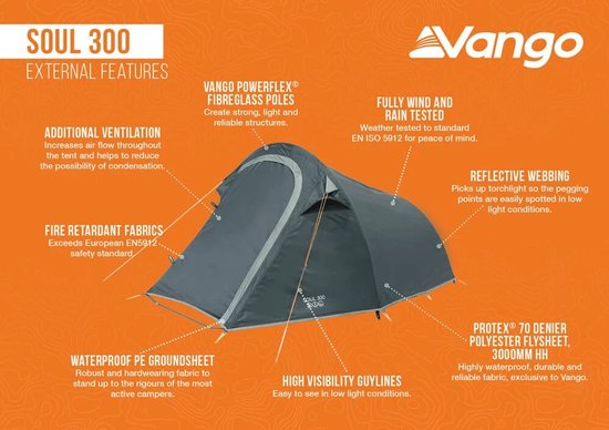 Vango Soul 300 Tent - Trekking tunnel tenten - Deep Blue van Merkloos — afbeelding 2