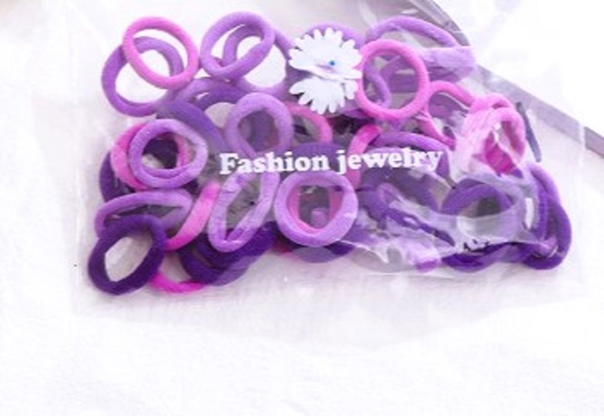 Haarelstieken mini endless 50 stuks paars tinten - kleine haarelastiekjes voor baby's - meisjes - Haarbandjes kinderen