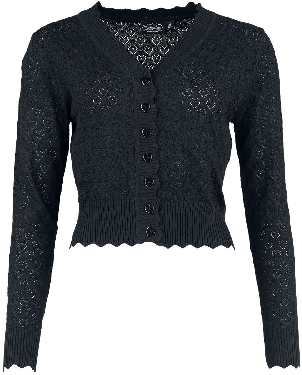 Voodoo Vixen Heart Pattern Scallop Edge Cardigan Cardigan zwart XL Viscose -
