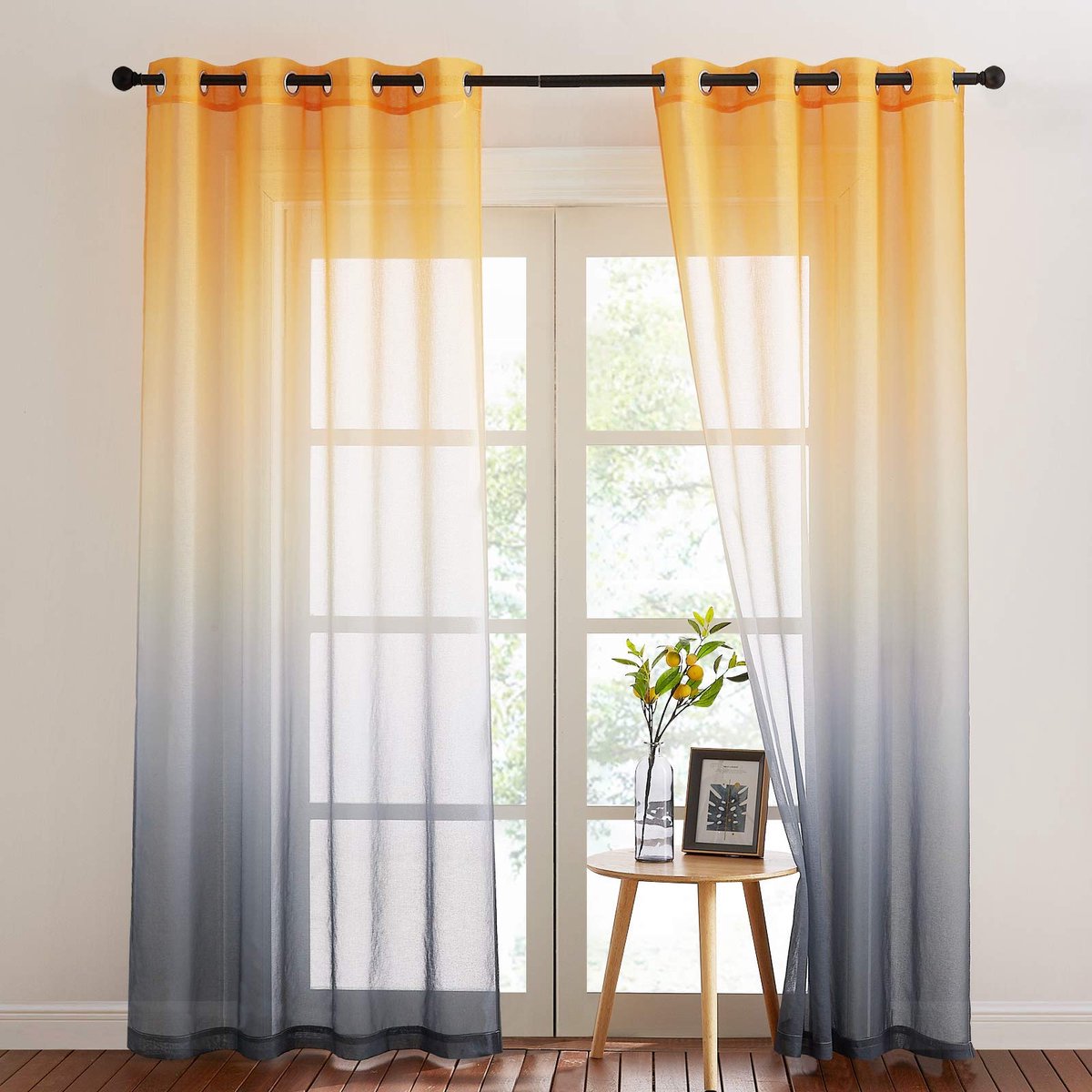 Unyqoos ® Elegante Halftransparante Gordijnen met Kleurverloop voor Sfeervolle Woonkamer en Slaapkamer Decoratie geel