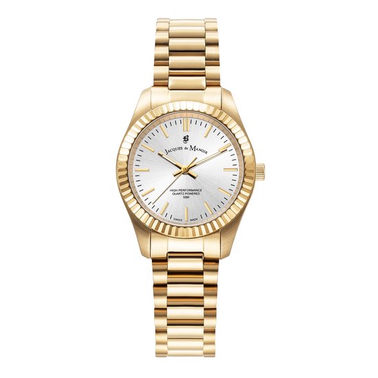 Montre pour femme Jacques du Manoir dorée, cadran argenté, bracelet doré