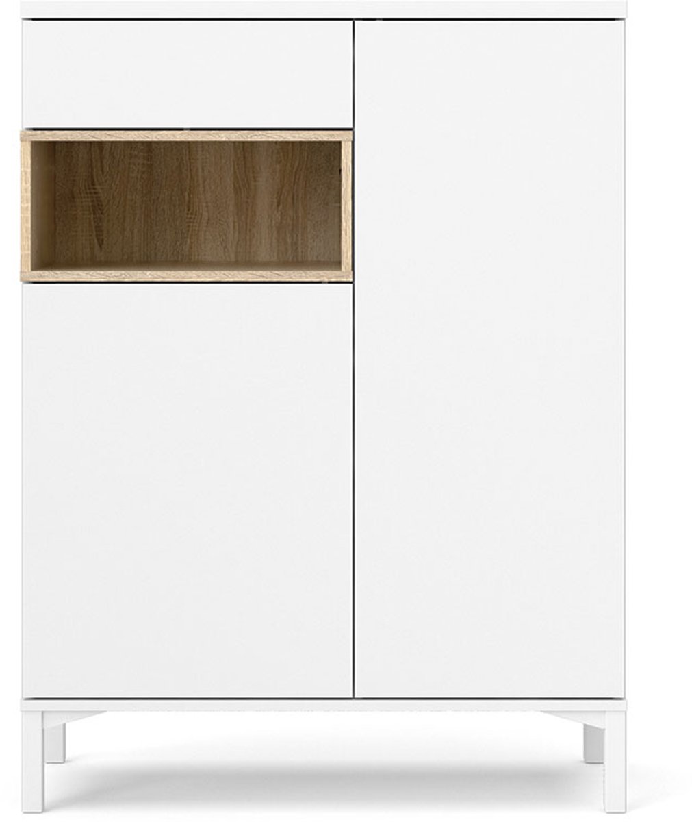 Tvilum Ringe dressoir 2 deuren, 1 lade en 1 vak wit en eiken decor.
